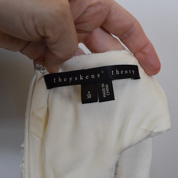 Theyskens' Theory Dystie Feckle Mini Dress 4 Ivory Boucle Tweed Fit And Flare - Picture 10 of 15